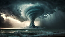Massive Tornado Approaching Land Created With Generative AI
