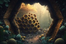 Honeycomb_environment . AI Generated Art Illustration. 