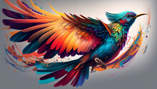 Bird With Feathers That Are A Kaleidoscope Of Colors Generative AI	