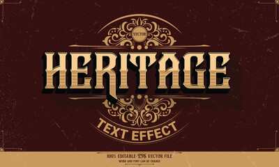 Wall Mural - Heritage vintage retro style editable text effect