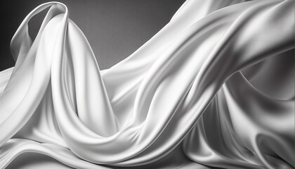 Draped white silk fabric background texture. abstract background with white waves. Abstract grainy gradient background texture.
