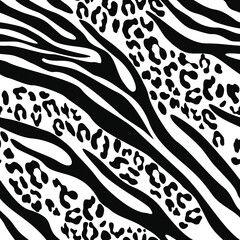 Wall Mural - 
Seamless print leopard zebra vector mix pattern for textile