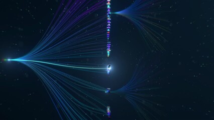 Colorful Illustrative 3D Animation of Neural Network. Concept: Chatbot, Artificial Intelligence, Deep Learning, Machine Learning and Large Language Model Visualization.