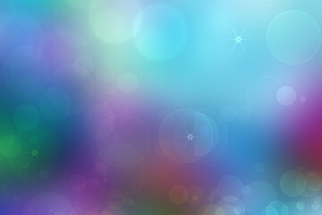 Wall Mural - A festive abstract Happy New Year or Christmas texture background with colorful pastel blurred bokeh lights and stars. Space for design. Card concept or advertising.