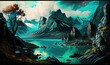 © Psylaw - Hideous acrylic landscape painting - generative ai