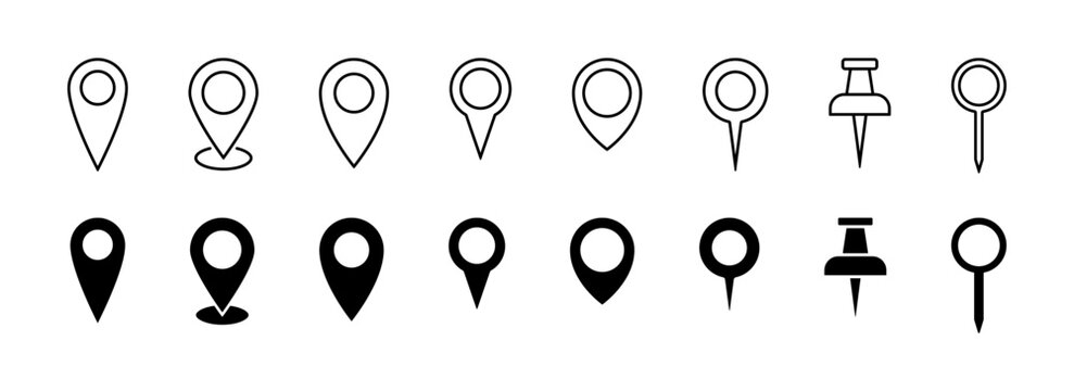pin map icon. gps location pointer collection. pin place icons collection. eps 10