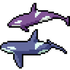 Poster - pixel art couple killing whale