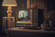 © Tony - Vintage tv in a retro living room - Generated by generative AI