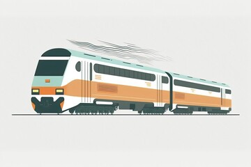 Poster - The double track allows for a quick train. Flat and simple drawing. Generative AI