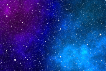 Wall Mural - starry night image with the blue and purple galaxy in the cosmic space.