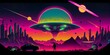 © Lucia Fox - Psychedelic trippy alien cartoon 70s, rave style, acid color. Retrowave concept. AI Generative