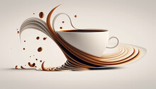 A Abstract Cups Full Of Expresso In Background, Art Style, Generative Ai, Kitchen, Restaurant, 