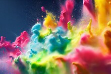 Spray Can Spraying Colorful Rainbow Holi Paint Color Powder Explosion Isolated White Background. Industry Diy Paintjob Graffiti Concept. Generative AI
