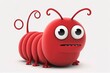 Cute cartoon worm in red, digitally illustrated. Generative AI