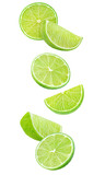 Lime fruit slices levitation, cut out