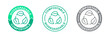 Biodegradable compostable icons, bio recyclable and degradable package stamps, vector recycle leaf symbols. Eco and bio degradable label for recyclable plastic free bags