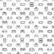 Video game controller background Gadgets and devices seamless pattern vector Pixel Art style