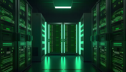 3d render of abstract database. Server stack concept. Data processing center...