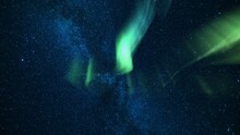 Aurora Borealis Green And Milky Way Loop Northwest Sky