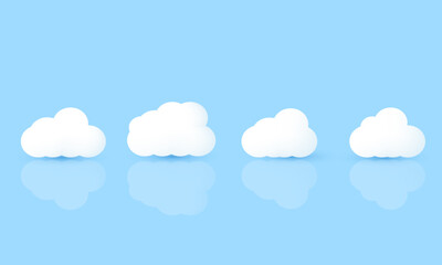 Poster - illustration realistic vector icon white cloud set 3d creative isolated on background.Realistic vector illustration.