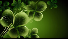 Green Four Leaf Clover Background Generative Ai