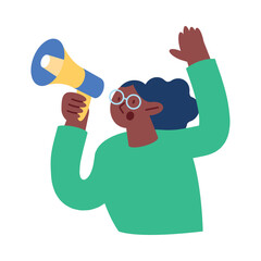 Poster - afro woman with megaphone