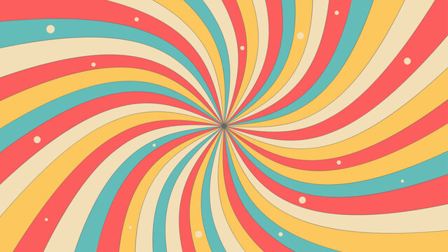 Wall Mural - Groovy retro swirl burst, summer and carnival background