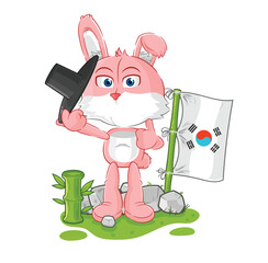 Canvas Print - pink bunny korean character. cartoon mascot vector