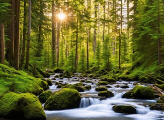 beautiful waterfall in the forest