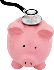 Wall Mural - Piggy bank with a stethoscope - financial check up concept