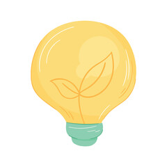 Canvas Print - ecology bulb with leafs