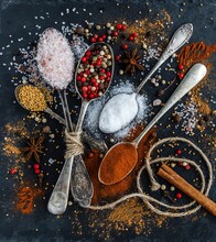 Free Different Spice, Seasonings In Spoon Public Domain CC0 Photo.