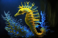 This Is A Yellow Seahorse With Thorns. Generative AI