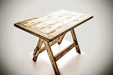 Sticker - Wooden table in contemporary style on a white background. Generative AI