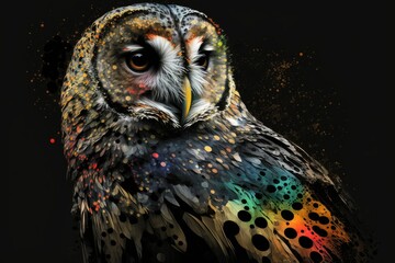 Wall Mural - Images of the spotted owl in art. Generative AI