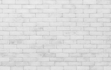 Wall Mural - White brick wall texture background for stone tile block painted in grey light color wallpaper.