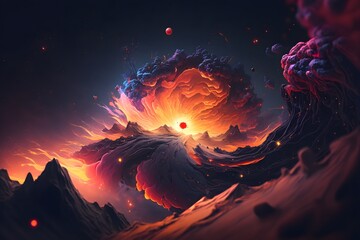 Wall Mural - Illustration realistic galaxy background made with generative AI