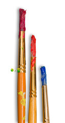 Poster - Stack of color artist paint brushes