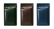 チャック袋、蒸着スタンド袋（パッケージ）／地に柄付／深緑・茶色・紺色／切り抜き済