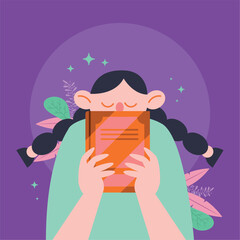 Poster - woman reading text book