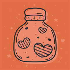 Sticker - hearts love in bottle