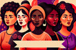 illustration of various women in headscarves. International Women's Day. Generative AI