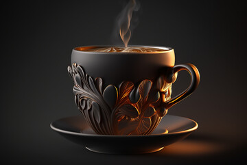 Rich Luxurious Hot Coffee Drink - Generative AI Illustrations