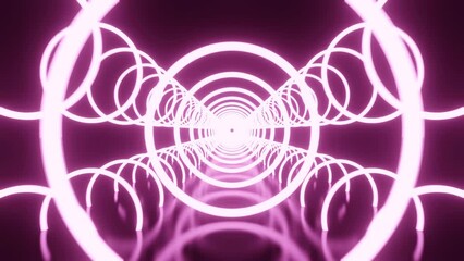 Wall Mural - motion graphic 4k simple empty dark futuristic sci fi room dark with lights and multi circle neon li