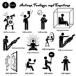 © leremy - Stick figure people man action and emotions icons alphabet S. Self, promotion, publish, qualify, quarantine, questioning, realization, recognition, recrimination, reference, reflect, refute, regard.