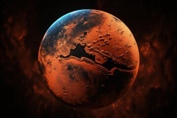 Canvas Print - planetary for mars. globe flat style mars texture map. geometrical representation of the world space