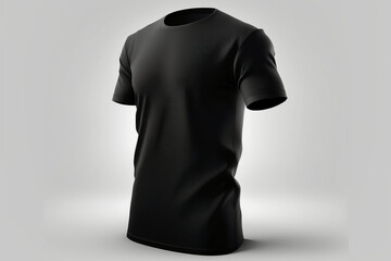 Wall Mural - Black Color Oversized t shirt Rib Round neck Short Sleeve Generative AI