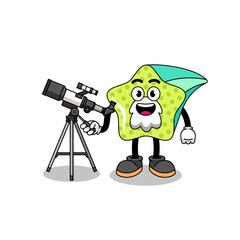 Wall Mural - Illustration of shooting star mascot as an astronomer