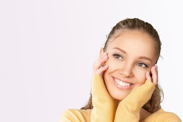 Poster - Beautiful young happy woman with clean skin