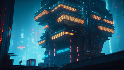 Wall Mural - Futuristic Metropolis View. Buildings from the future megapolis. Generative AI illustration